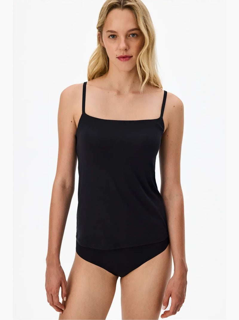 Camisola interior invisível com alças finas, sem marcas penti Preto - Kiabi