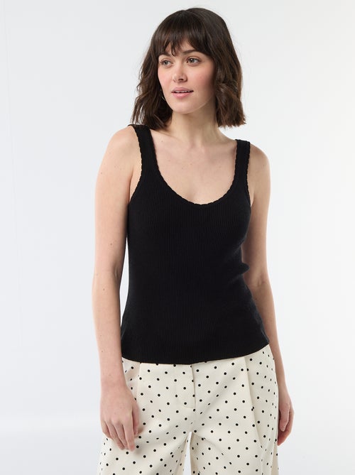 Camisola interior lisa em material canelado - Kiabi