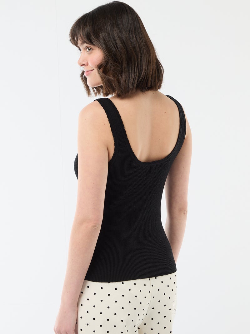 Camisola interior lisa em material canelado Preto - Kiabi