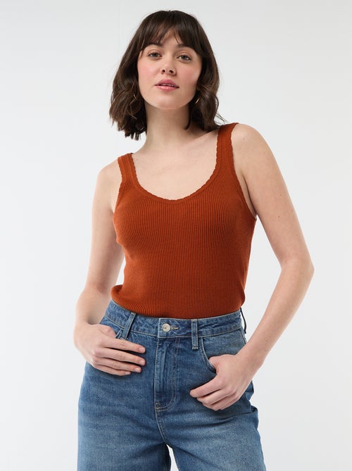 Camisola interior lisa em material canelado - Kiabi