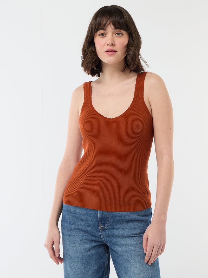 Camisola interior lisa em material canelado Vermelho - Kiabi