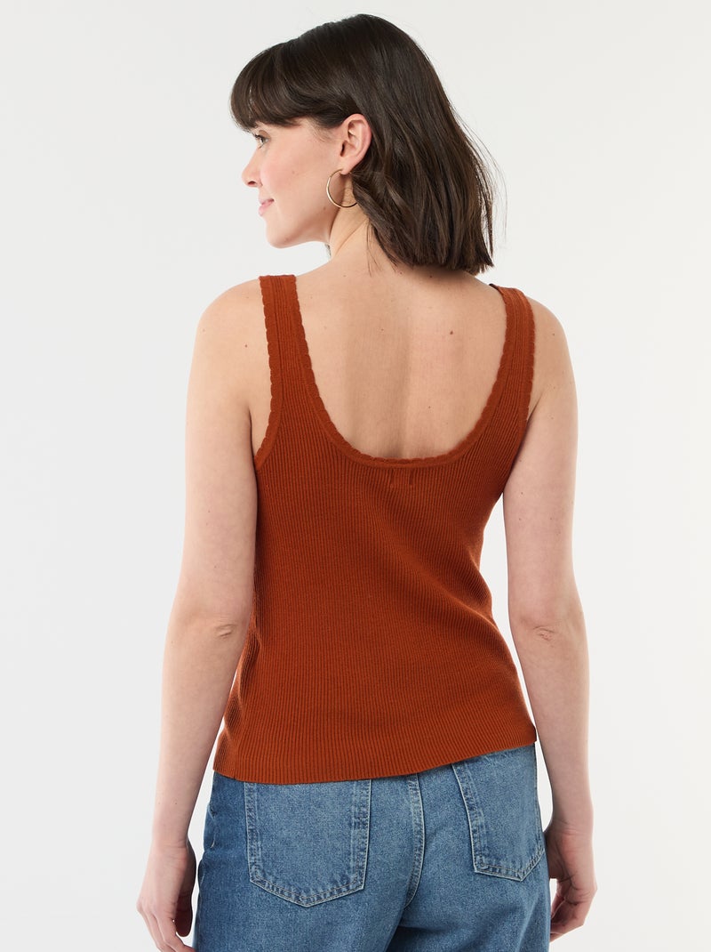 Camisola interior lisa em material canelado Vermelho - Kiabi