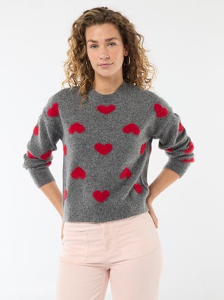 Camisola jacquard com corações