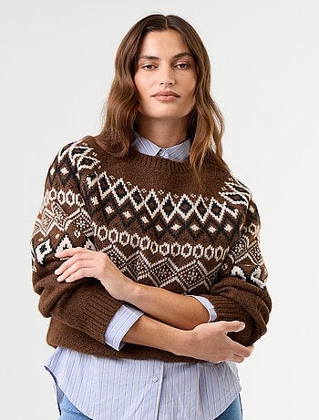 Camisola jacquard de malha grossa