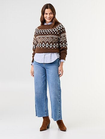 Camisola jacquard de malha grossa
