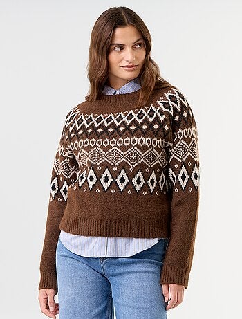 Camisola jacquard de malha grossa
