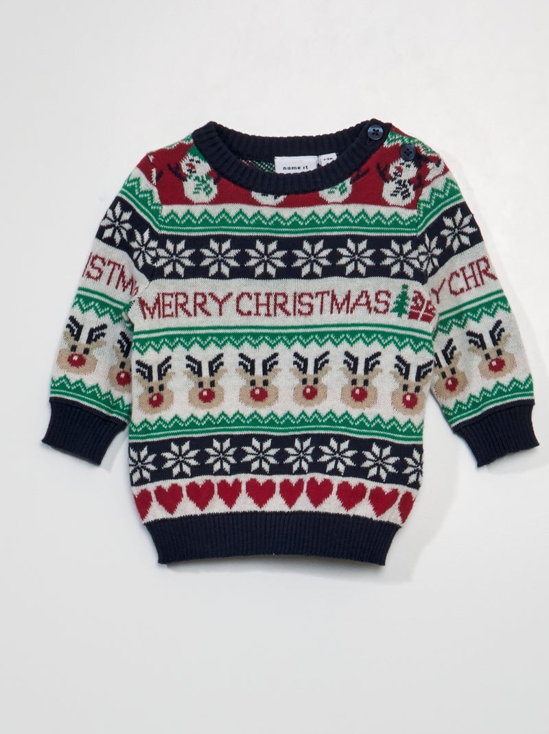 Camisola jacquard de Natal AZUL - Kiabi