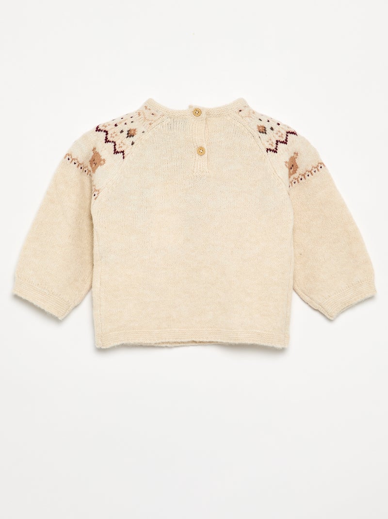 Camisola jacquard em malha de ponto grosso Bege - Kiabi