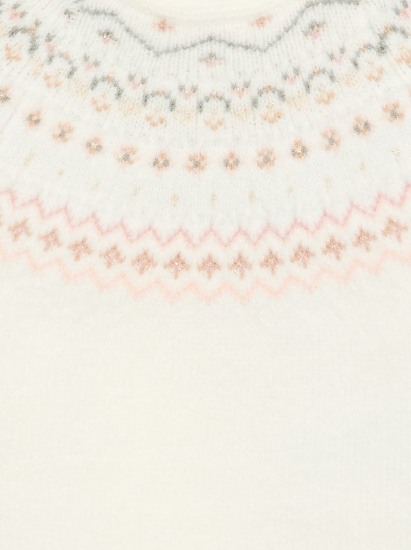 Camisola jacquard em malha de ponto grosso Branco - Kiabi