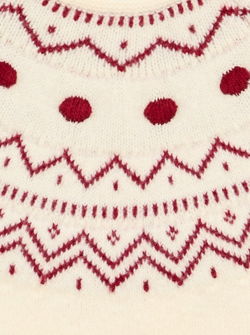Camisola jacquard em malha de ponto grosso Branco - Kiabi