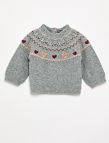 Camisola jacquard em malha de ponto grosso