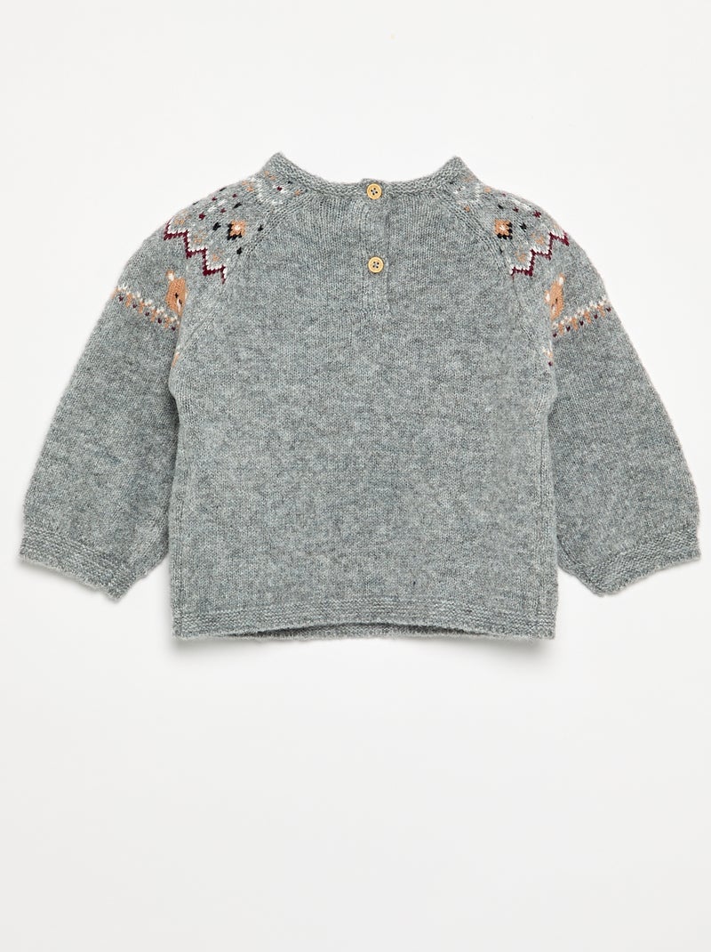 Camisola jacquard em malha de ponto grosso Cinza - Kiabi