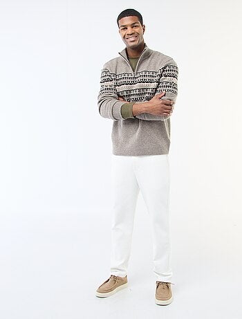 Camisola jacquard gola funil