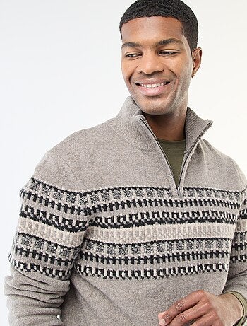 Camisola jacquard gola funil