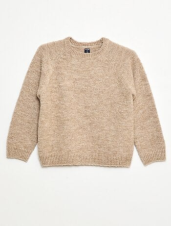 Camisola jacquard gola redonda lisa