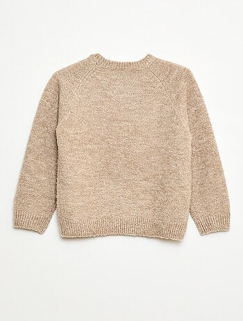 Camisola jacquard gola redonda lisa