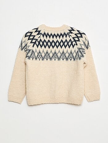 Camisola jacquard gola redonda lisa