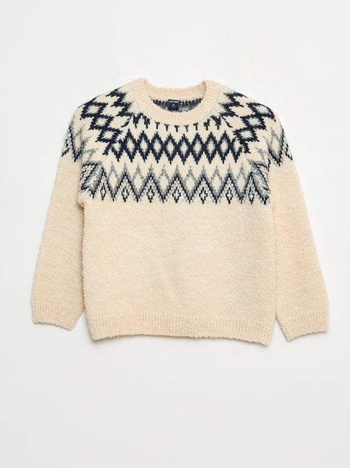 Camisola jacquard gola redonda lisa - Kiabi