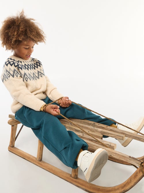 Camisola jacquard gola redonda lisa - Kiabi