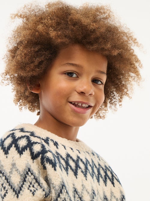 Camisola jacquard gola redonda lisa - Kiabi