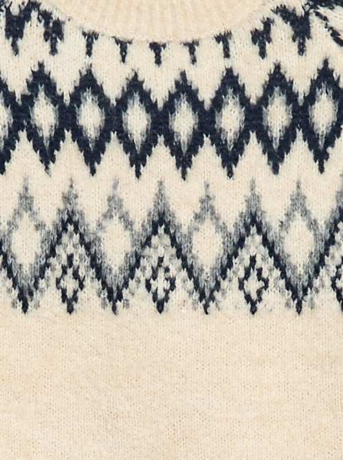 Camisola jacquard gola redonda lisa - Kiabi