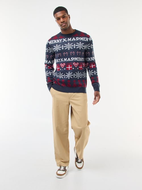 Camisola jacquard gola redonda Natal - Kiabi