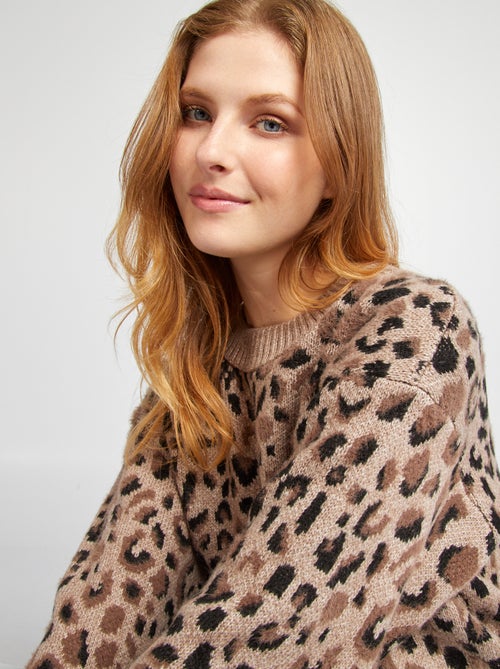 Camisola jacquard leopardo - Kiabi