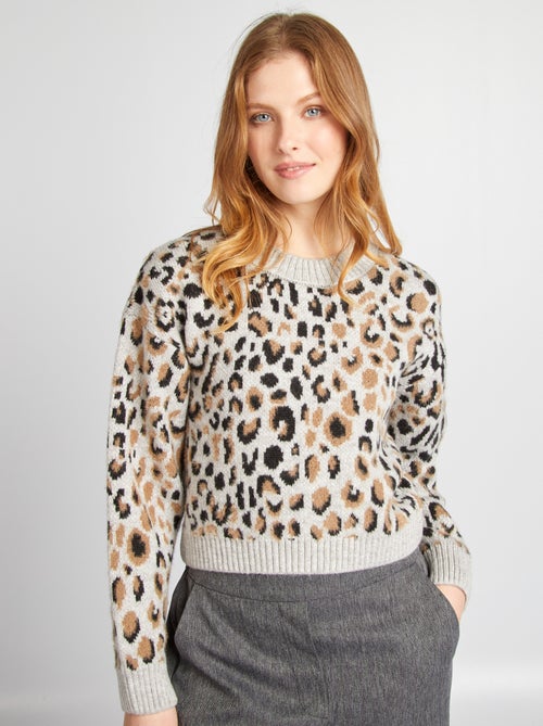 Camisola jacquard leopardo - Kiabi