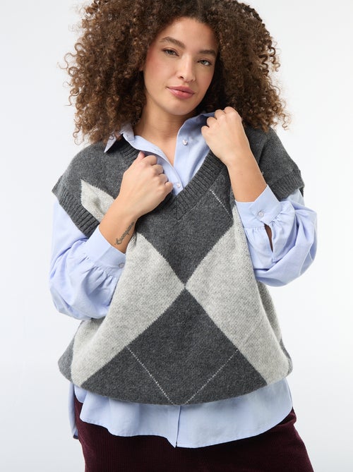 Camisola jacquard sem mangas - Kiabi
