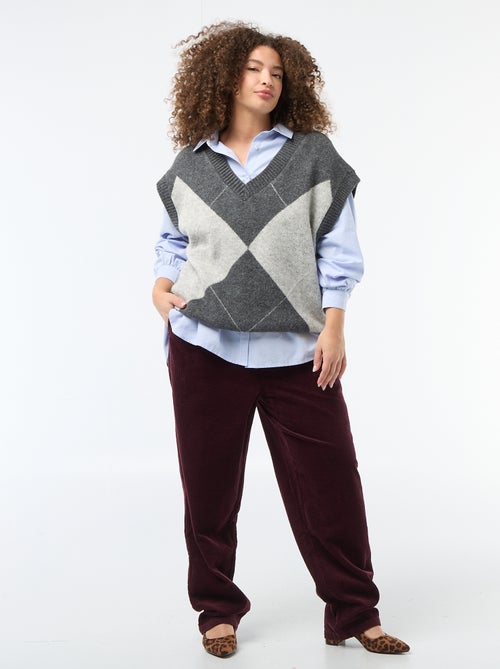 Camisola jacquard sem mangas - Kiabi
