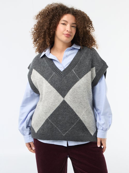Camisola jacquard sem mangas - Kiabi