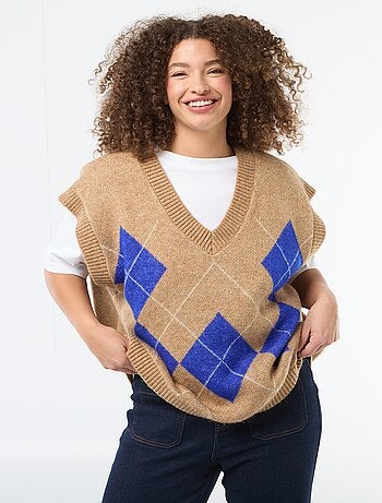 Camisola jacquard sem mangas