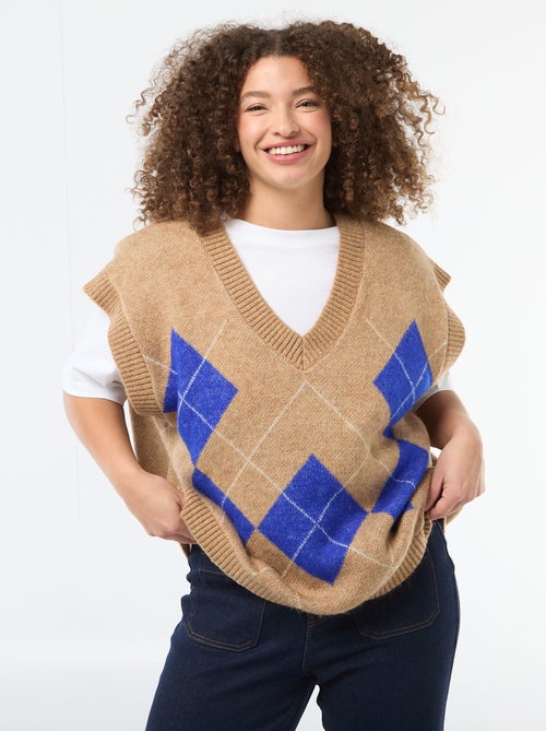 Camisola jacquard sem mangas - Kiabi