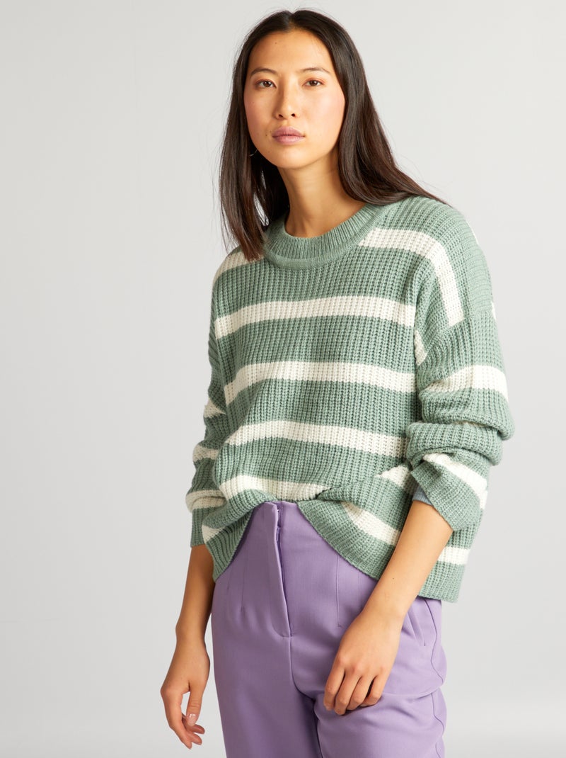 Camisola 'JDY' em malha às riscas VERDE - Kiabi