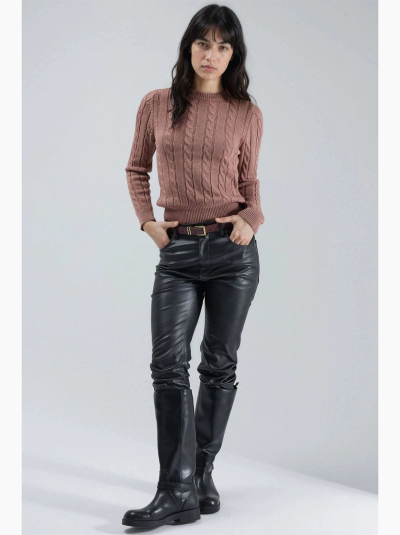 Camisola justa de malha com tranças my fashion Rosa velho - Kiabi