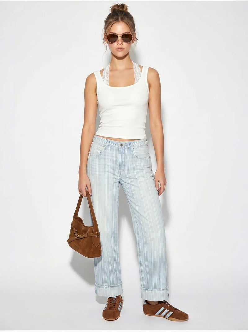Camisola justa em mistura de viscose com decote quadrado lucci Branco - Kiabi