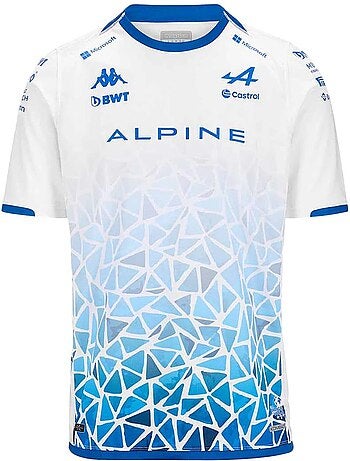 Camisola kappa kombat barcelona f1 alpine 2024 branca/azul menino