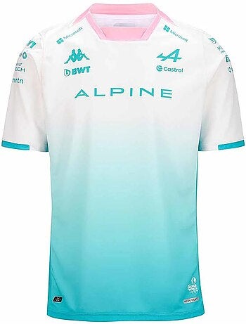 Camisola kappa kombat branca/rosa para homem