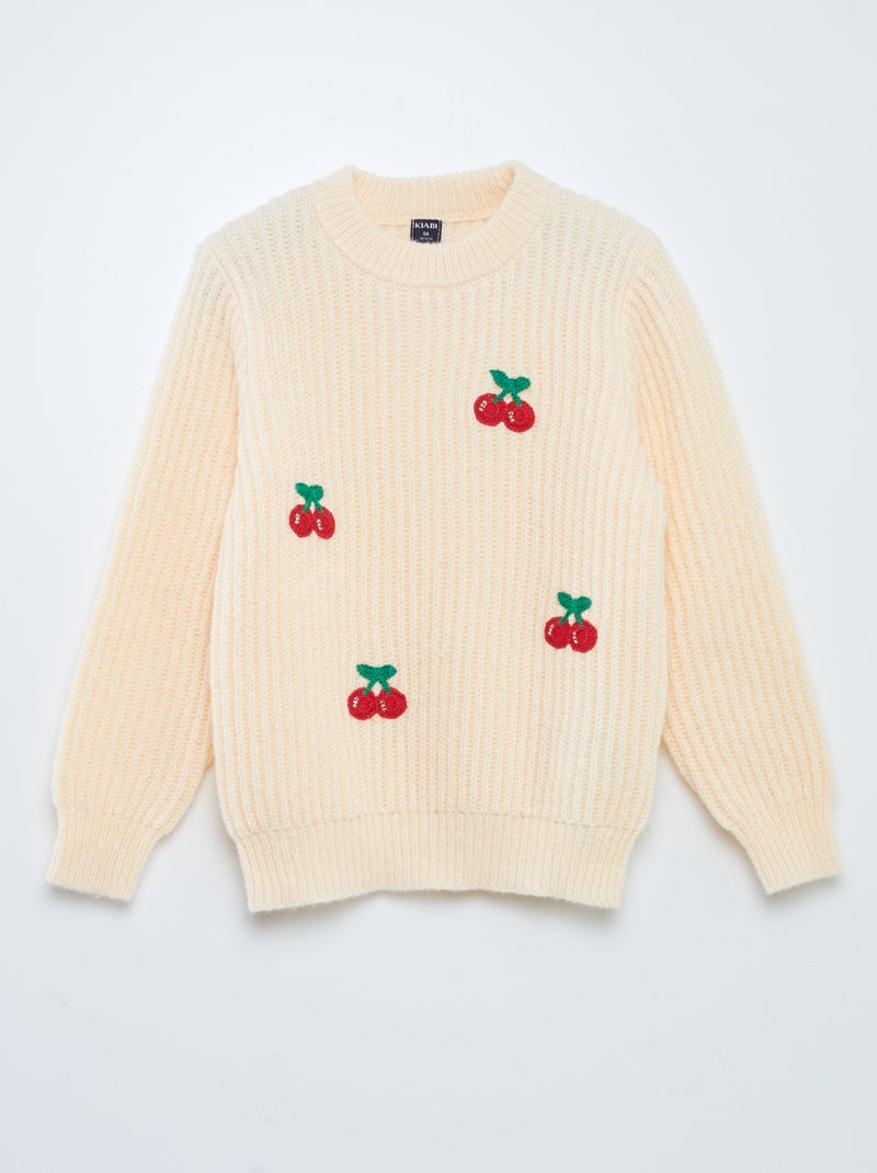 Camisola larga com estampas de cereja BEGE - Kiabi