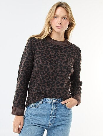 Camisola leopardo gola redonda