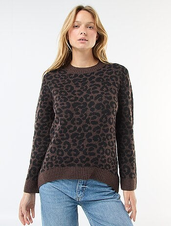 Camisola leopardo gola redonda
