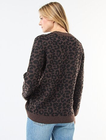 Camisola leopardo gola redonda