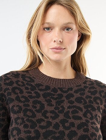 Camisola leopardo gola redonda