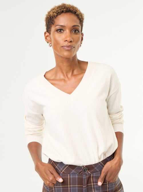 Camisola leve com decote em V - Kiabi Camisola leve com decote em V - Kiabi