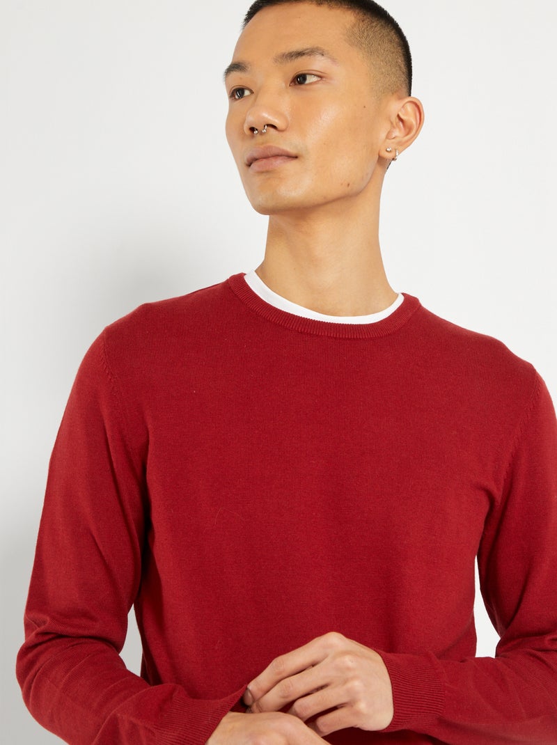 Camisola leve com gola redonda VERMELHO - Kiabi