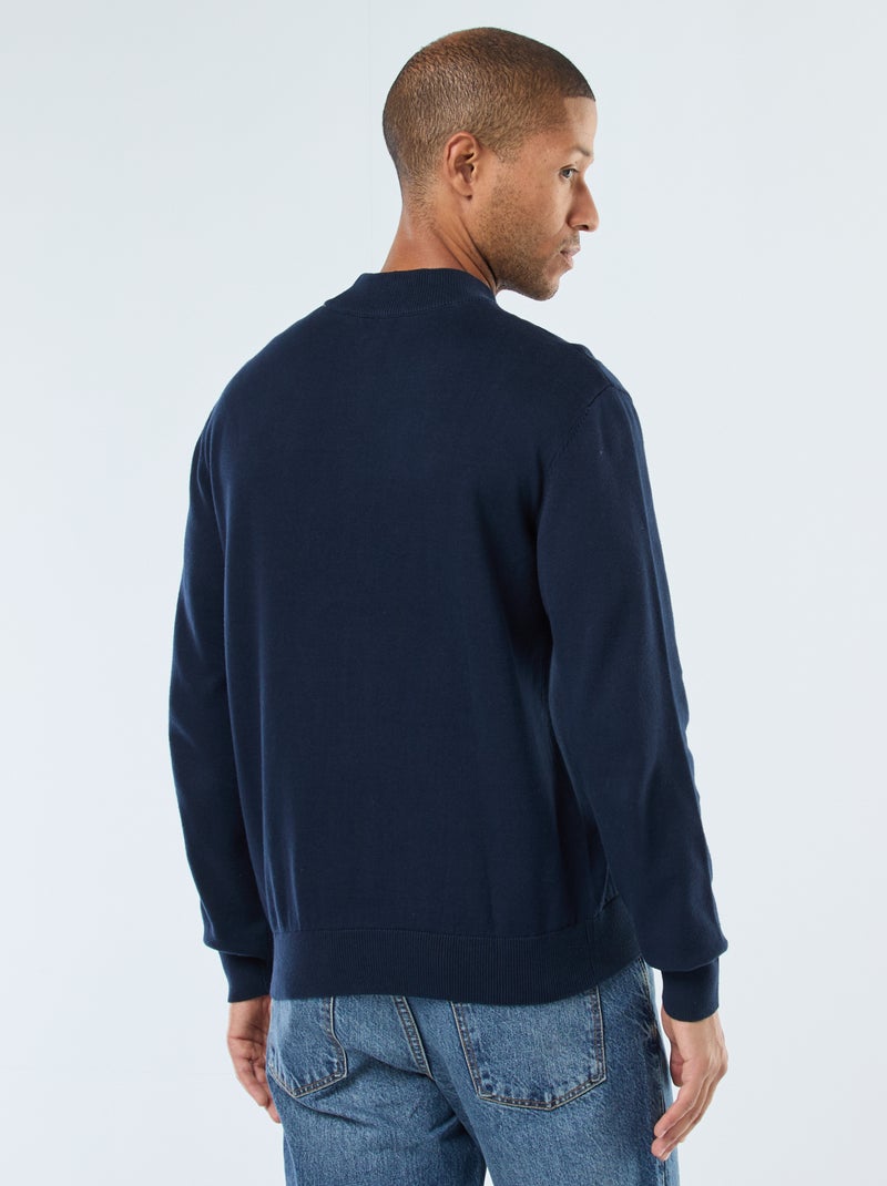 Camisola leve de malha fina com gola alta Azul - Kiabi