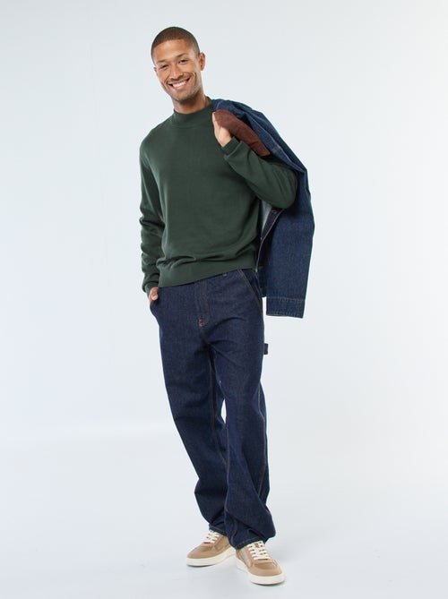 Camisola leve de malha fina com gola alta - Kiabi