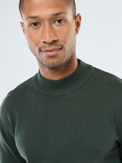 Camisola leve de malha fina com gola alta - Kiabi