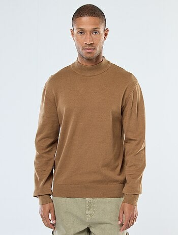 Camisola leve de malha fina com gola alta