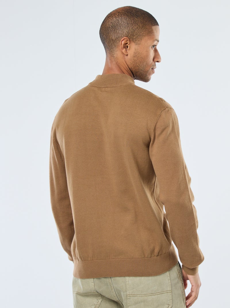 Camisola leve de malha fina com gola alta Castanho - Kiabi